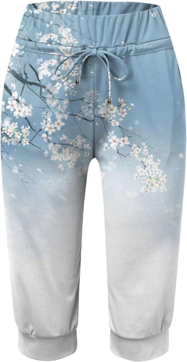 Pantaloni donna elasticizzati vita alta capri yoga casual-1