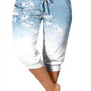 Pantaloni donna elasticizzati vita alta capri yoga casual