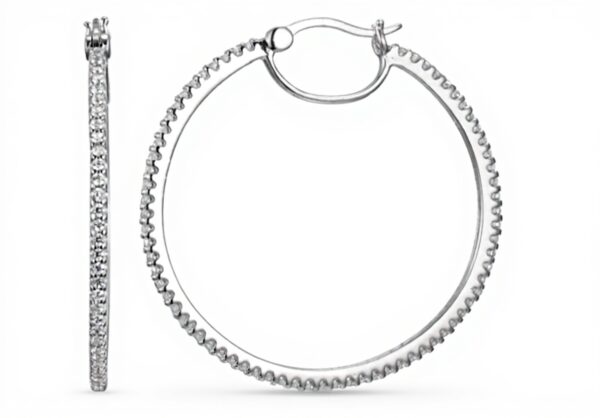 Orecchini cerchio argento placcato platino zirconia cubica