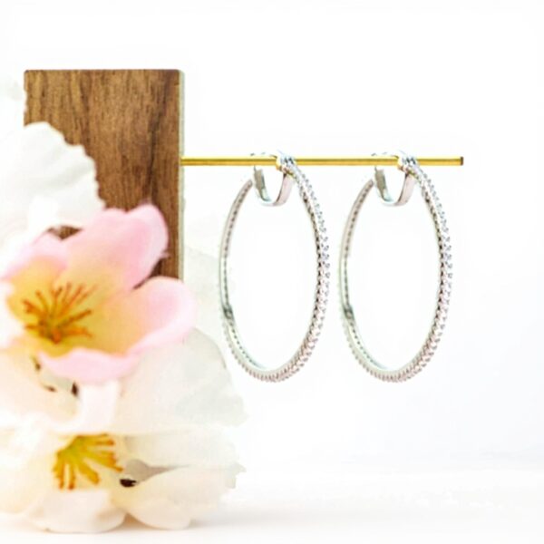 Orecchini cerchio argento placcato platino zirconia cubica