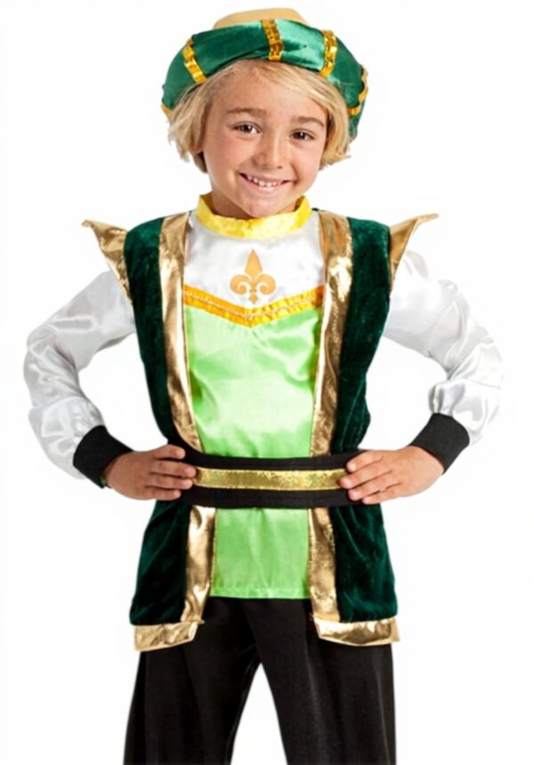 Costume Paje 7-9 anni Car&Gus: cappello, camicia, gilet e